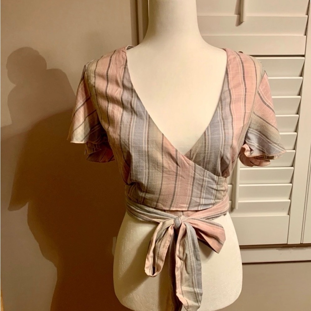 NWT Show Me Your MuMu Wilson Striped Wrap Blouse